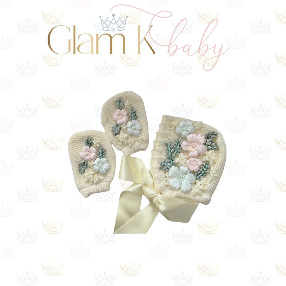 Bonnet Hat Mittens Set