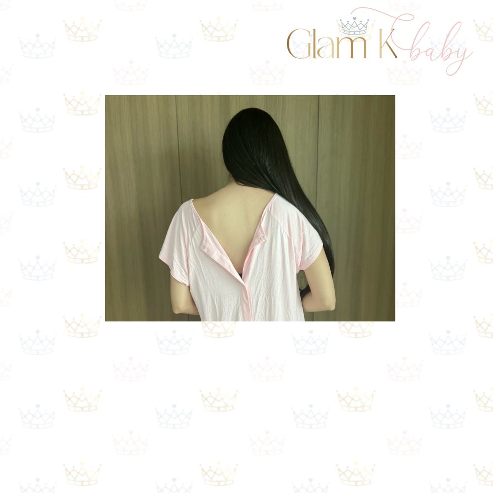 Mommy in pink- Labor & Delivery/Nursing Gown & Matching Knotted Gown