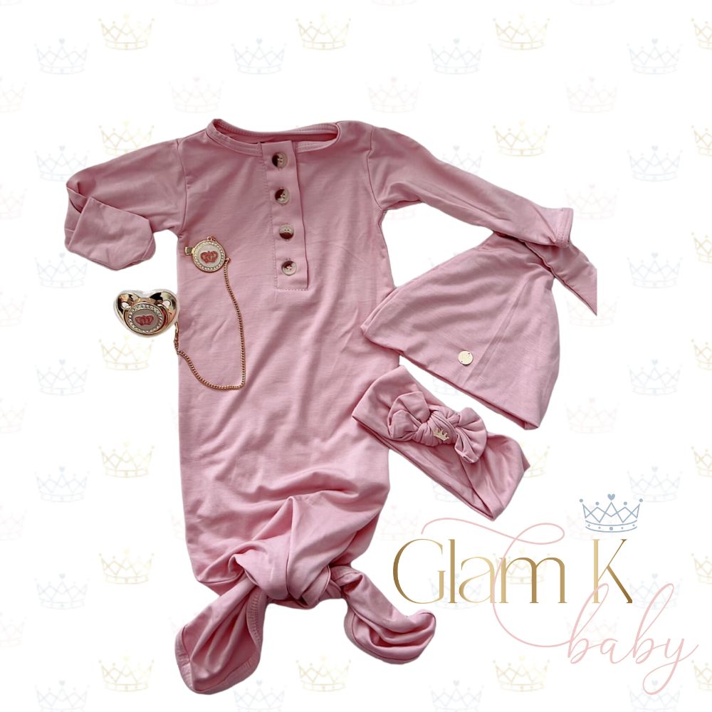 GG - Knotted Baby Gown 3 Piece Set