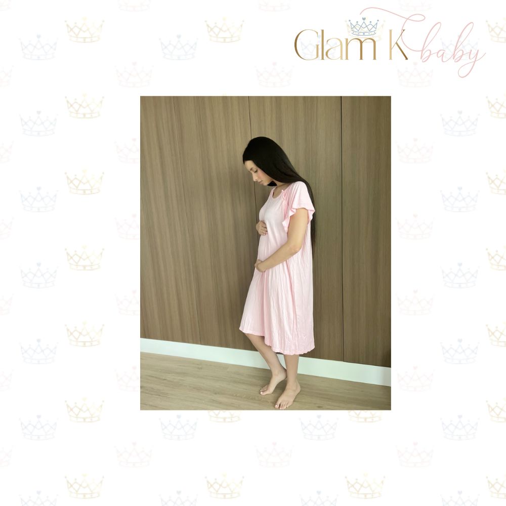 Mommy in pink- Labor & Delivery/Nursing Gown & Matching Knotted Gown