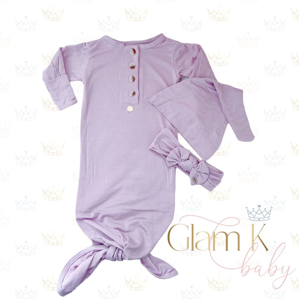 GG - Knotted Baby Gown 3 Piece Set
