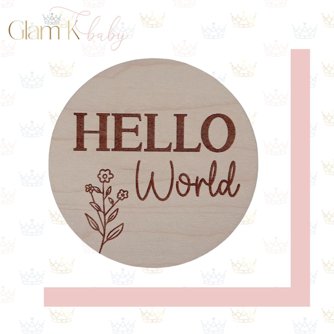 Birth Announcement Wood Hello World