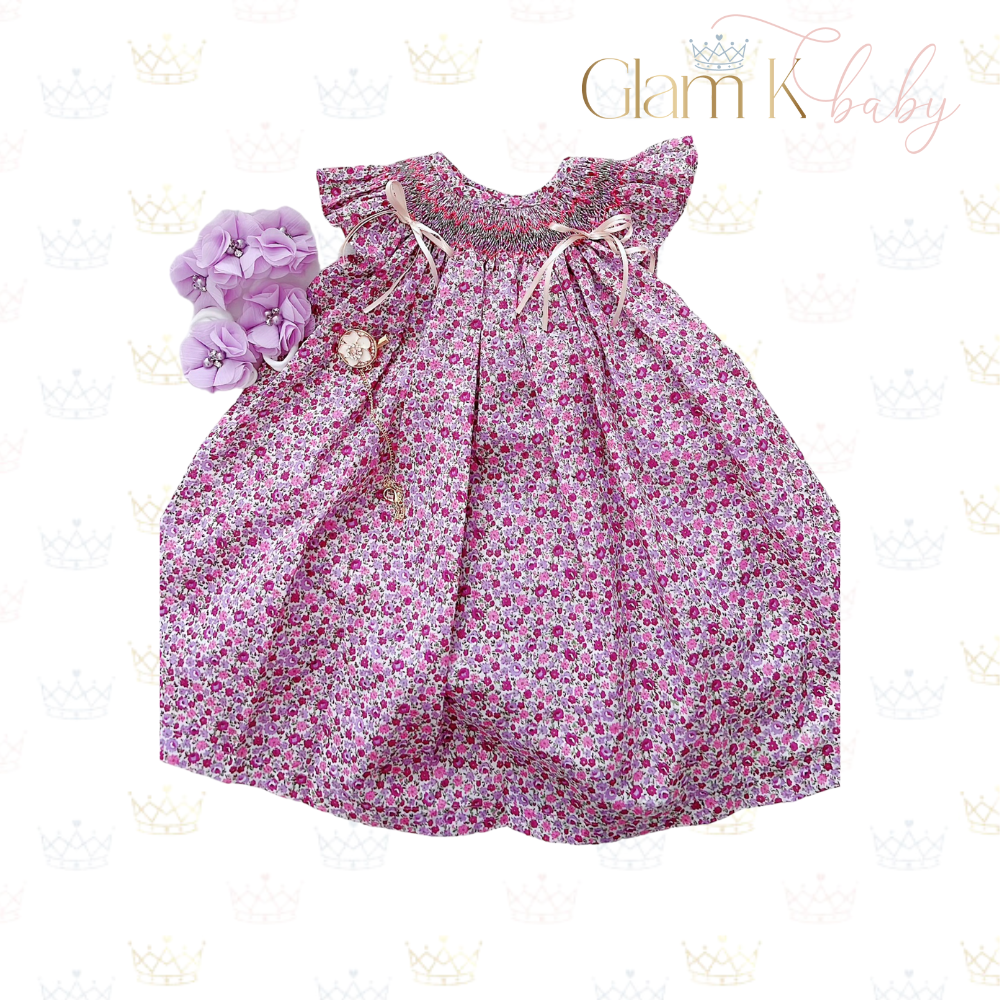 purple smocked infant dress Lavender Smocked Baby Daydress