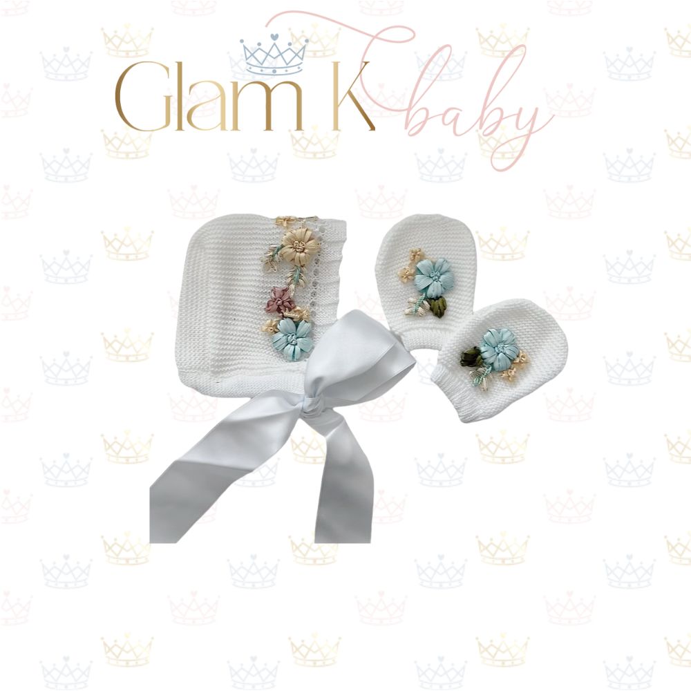 Bonnet Hat & Mittens Set