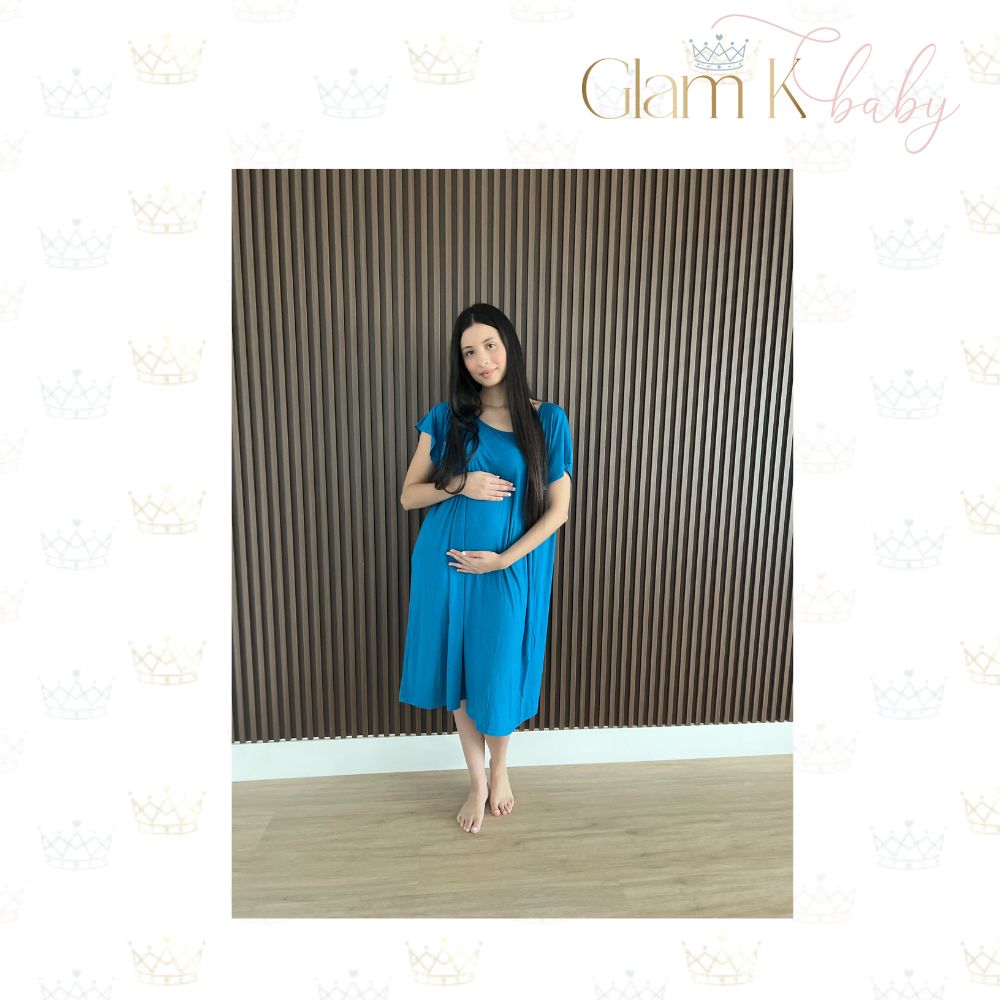 Maite-Mommy Labor & Delivery/Nursing Gown & Matching Knotted Gown