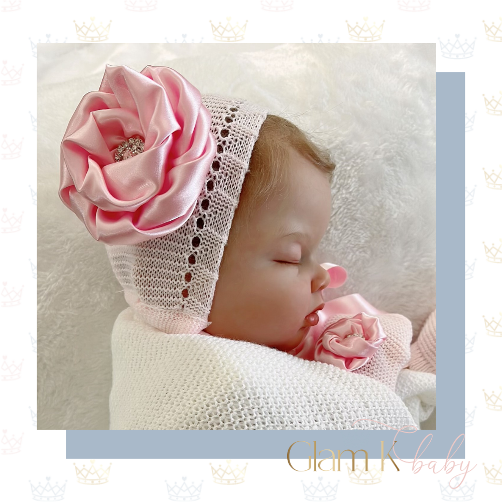 Twisted Rosette - Bonnet Hat & Mitten Sets