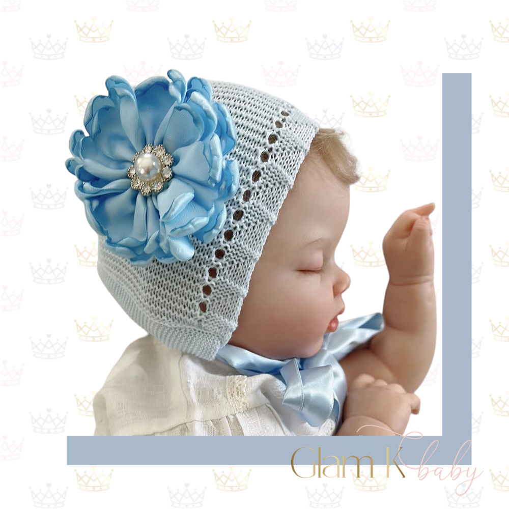 Blue Bloom - Bonnet Hat & Mitten Sets