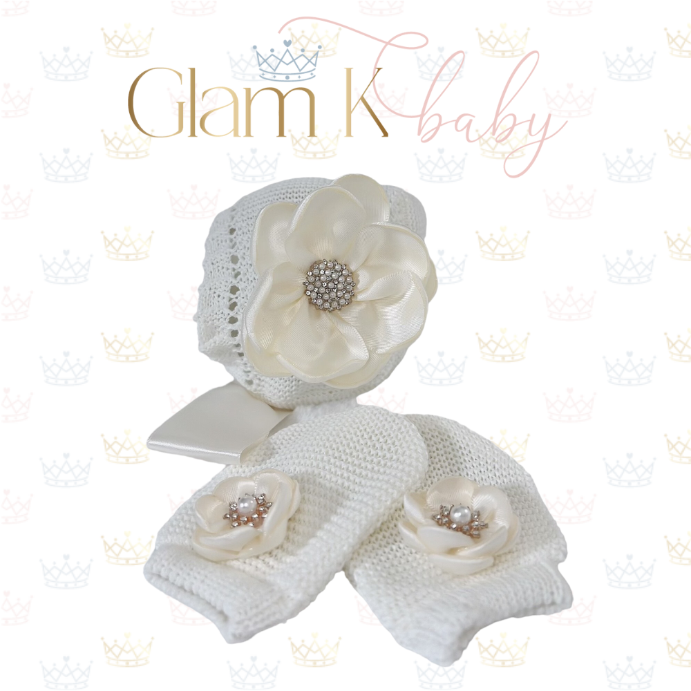 Petaled Flower - Bonnet Hat & Mitten Sets