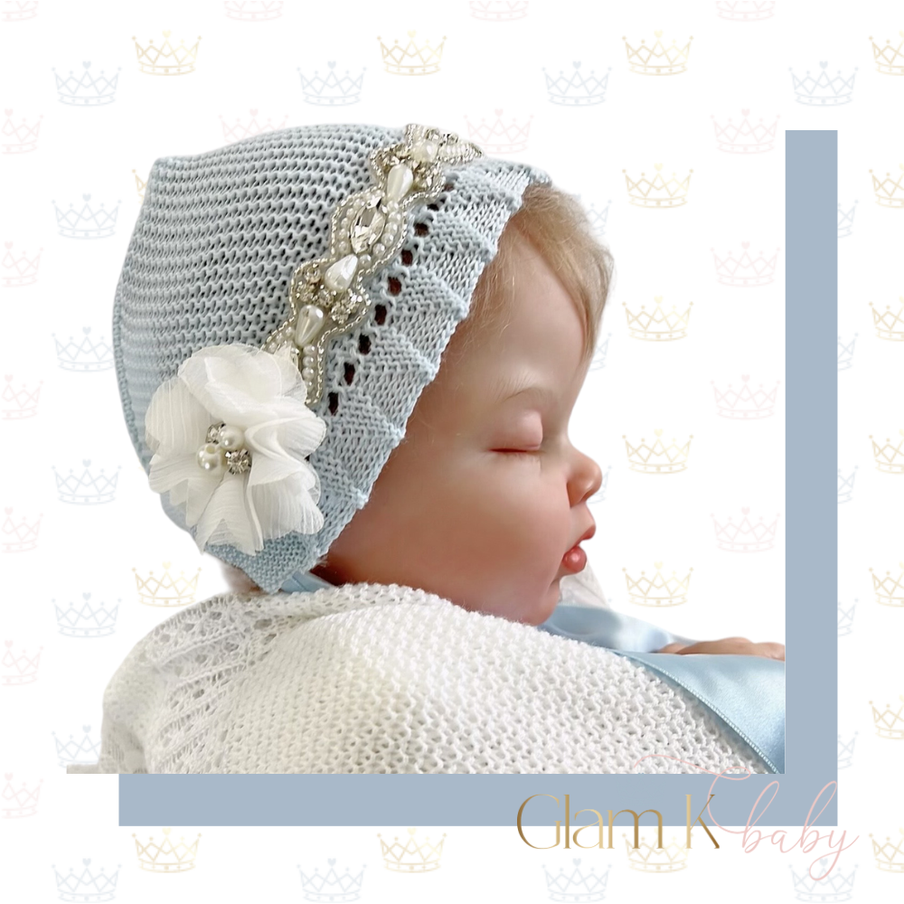 Blue Glam - Bonnet Hat & Mitten Sets