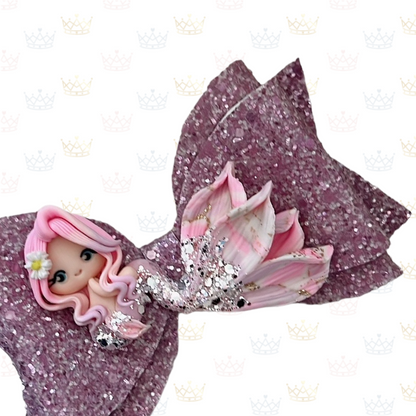 Pink Glitter Mermaid - Bow
